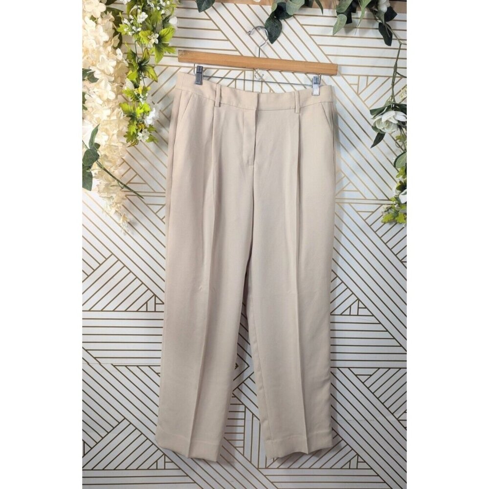 J. Crew Women's Essential Pant City Crepe Size 12 Tan Cream NWT BN157 HEMMED